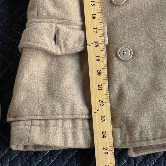 Old Navy Pea Coat Womens Extra Small XS Tan Button Up Belted Wool Blend Lined - Picture 11 of 11